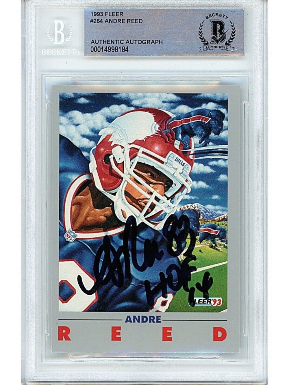 Andre Reed Signed 1993 Fleer #264 Buffalo Bills HOF Beckett BAS Slab Auto